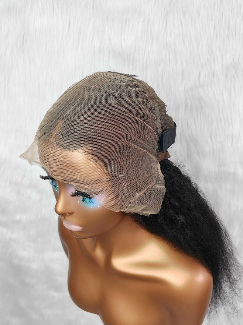 {LAST-PIECE-CLEARANCE} 13x6 Full Frontal Jet Black #1 Human Hair Wig Kinky Straight