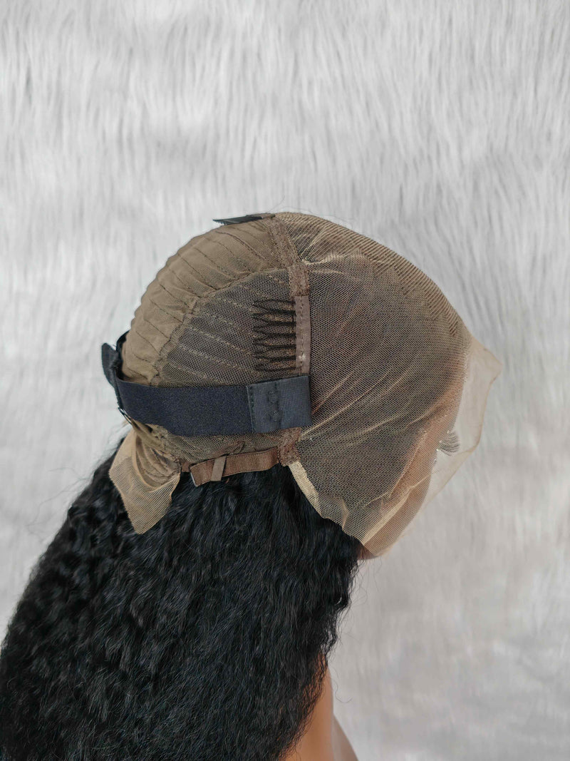 {LAST-PIECE-CLEARANCE} 13x6 Full Frontal Jet Black #1 Human Hair Wig Kinky Straight