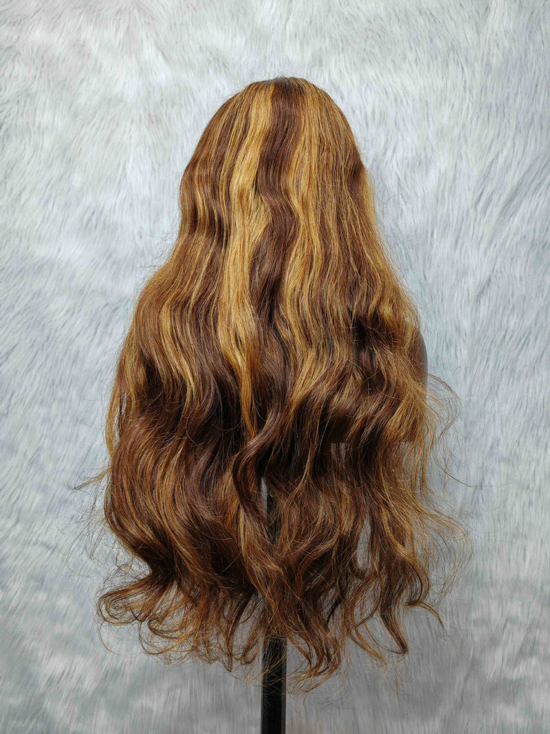 {LAST-PIECE-CLEARANCE} 360 Transparent Lace Invisible Strap Human Hair Lace Front Highlight Wavy