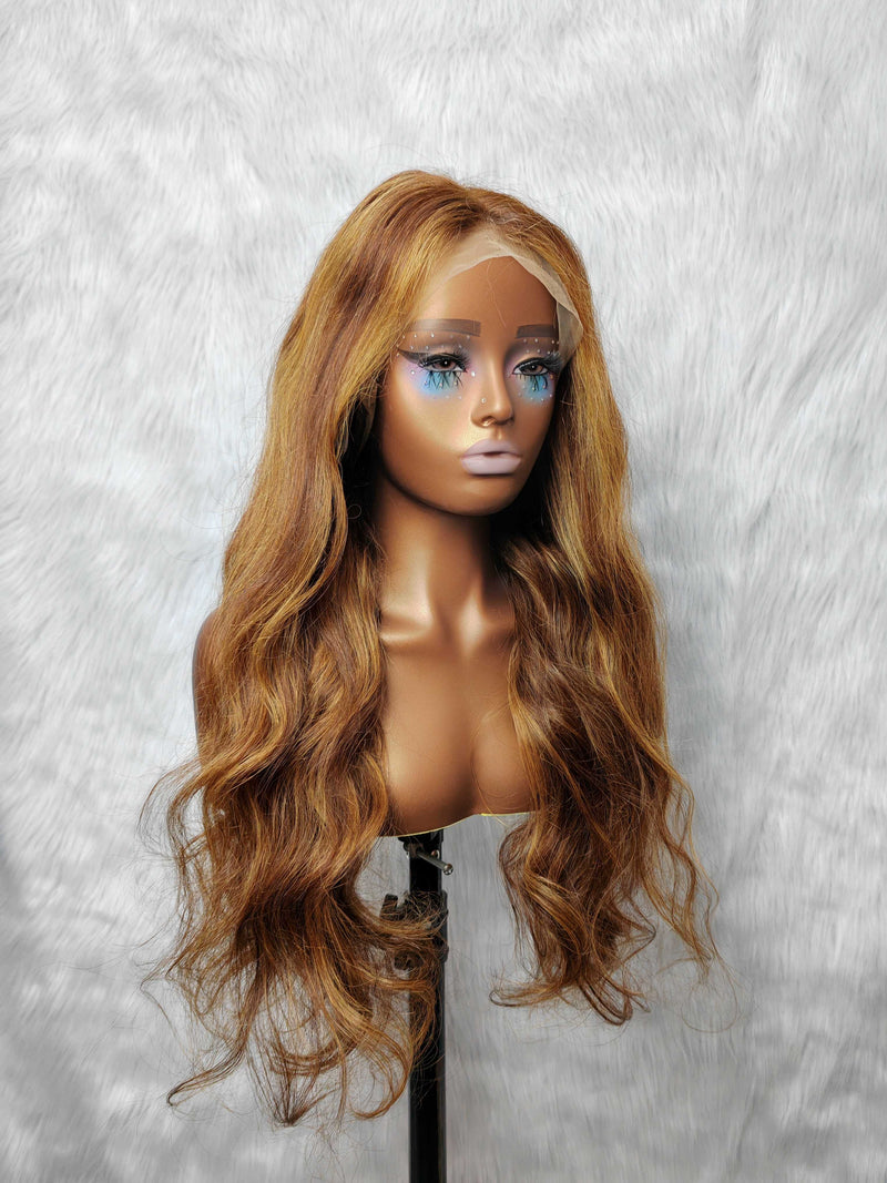 {LAST-PIECE-CLEARANCE} 360 Transparent Lace Invisible Strap Human Hair Lace Front Highlight Wavy