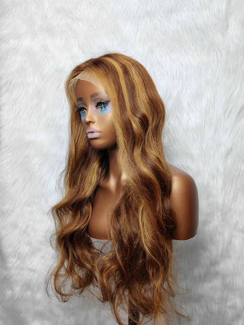{LAST-PIECE-CLEARANCE} 360 Transparent Lace Invisible Strap Human Hair Lace Front Highlight Wavy