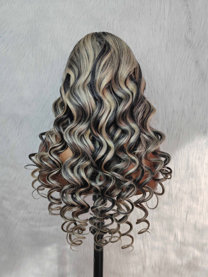 {LAST-PIECE-CLEARANCE} 13X6 Transparent Lace Platinum Highlight Human Hair Lace Front Wig