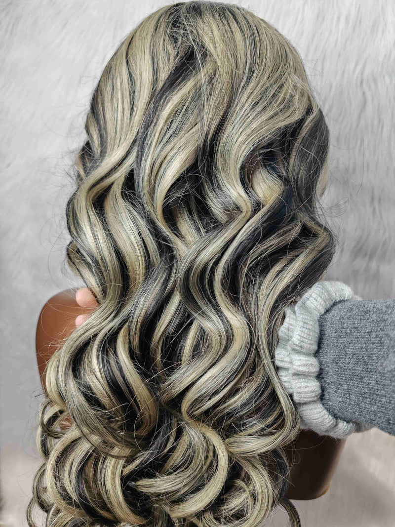 {LAST-PIECE-CLEARANCE} 13X6 Transparent Lace Platinum Highlight Human Hair Lace Front Wig