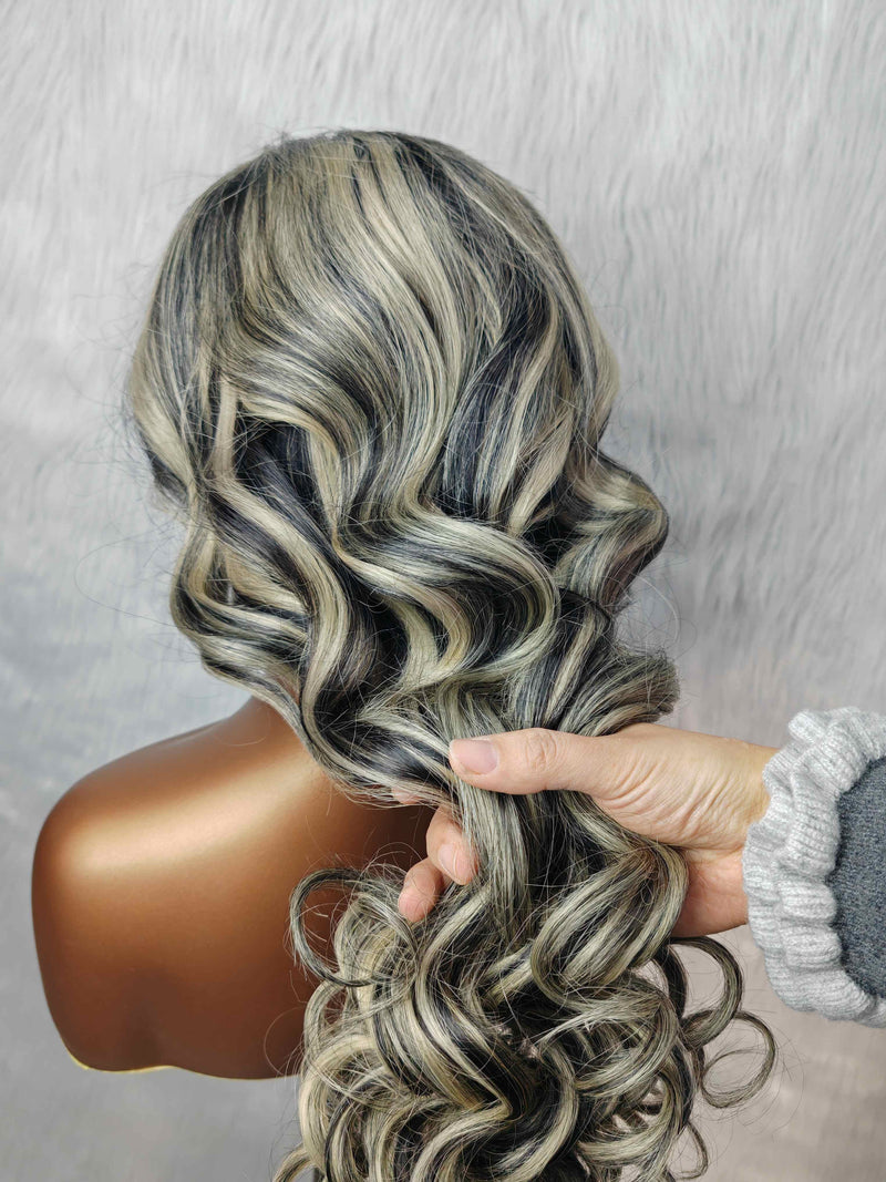 {LAST-PIECE-CLEARANCE} 13X6 Transparent Lace Platinum Highlight Human Hair Lace Front Wig