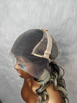 Kamaria  | Highlight Platinum Grey Blonde Human Hair Body Wave Lace Front Wig