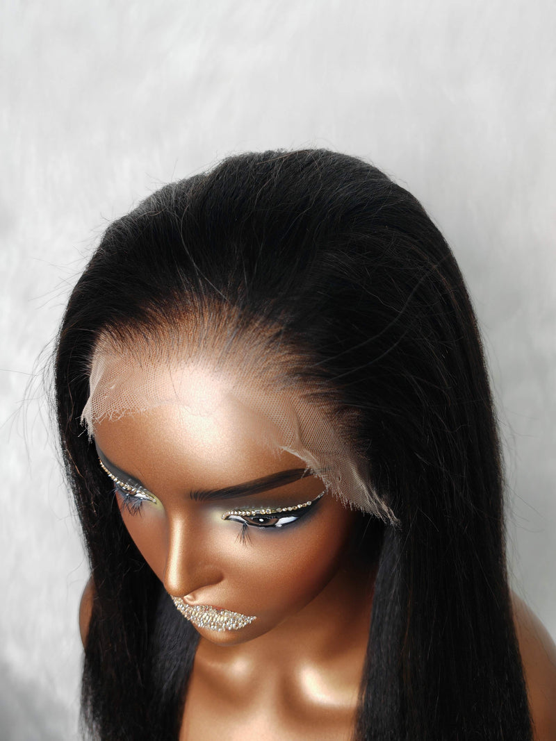 {LAST-PIECE-CLEARANCE} Skin Melt Full Lace Invisible Strap Yaki Human Hair Wig