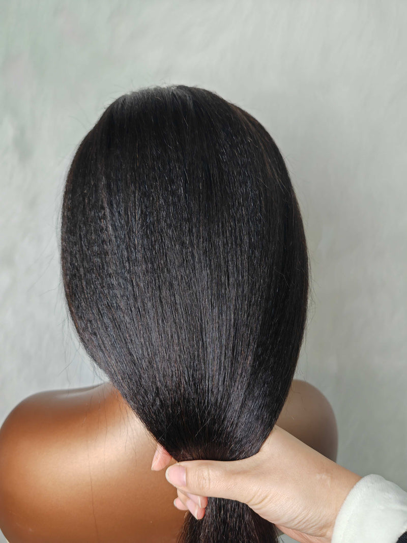 {LAST-PIECE-CLEARANCE} Skin Melt Full Lace Invisible Strap Yaki Human Hair Wig