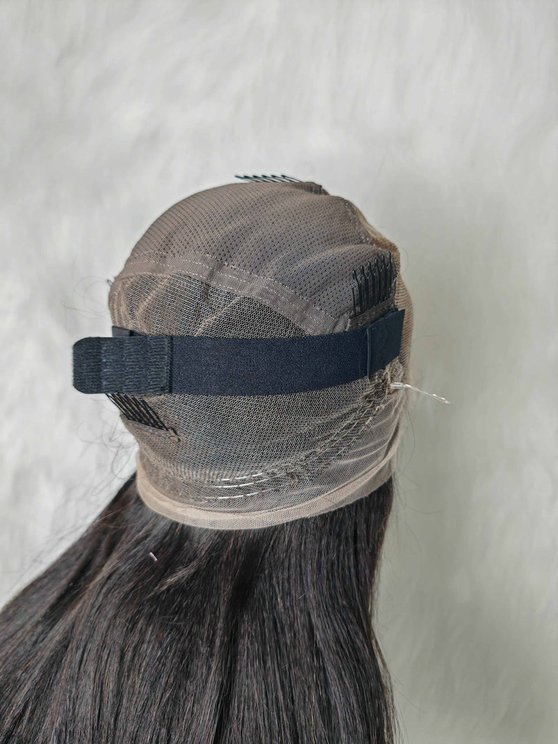 {LAST-PIECE-CLEARANCE} Skin Melt Full Lace Invisible Strap Yaki Human Hair Wig