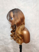 {LAST-PIECE-CLEARANCE} 360 Skin Melt Lace 4X Invisible Strap Human Hair Front Wig Highlight with Bang