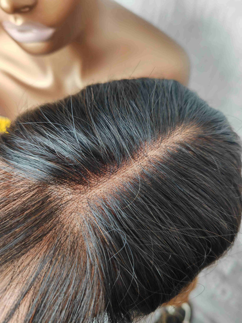 {LAST-PIECE-CLEARANCE} 360 Skin Melt Lace 4X Invisible Strap Human Hair Front Wig Highlight with Bang