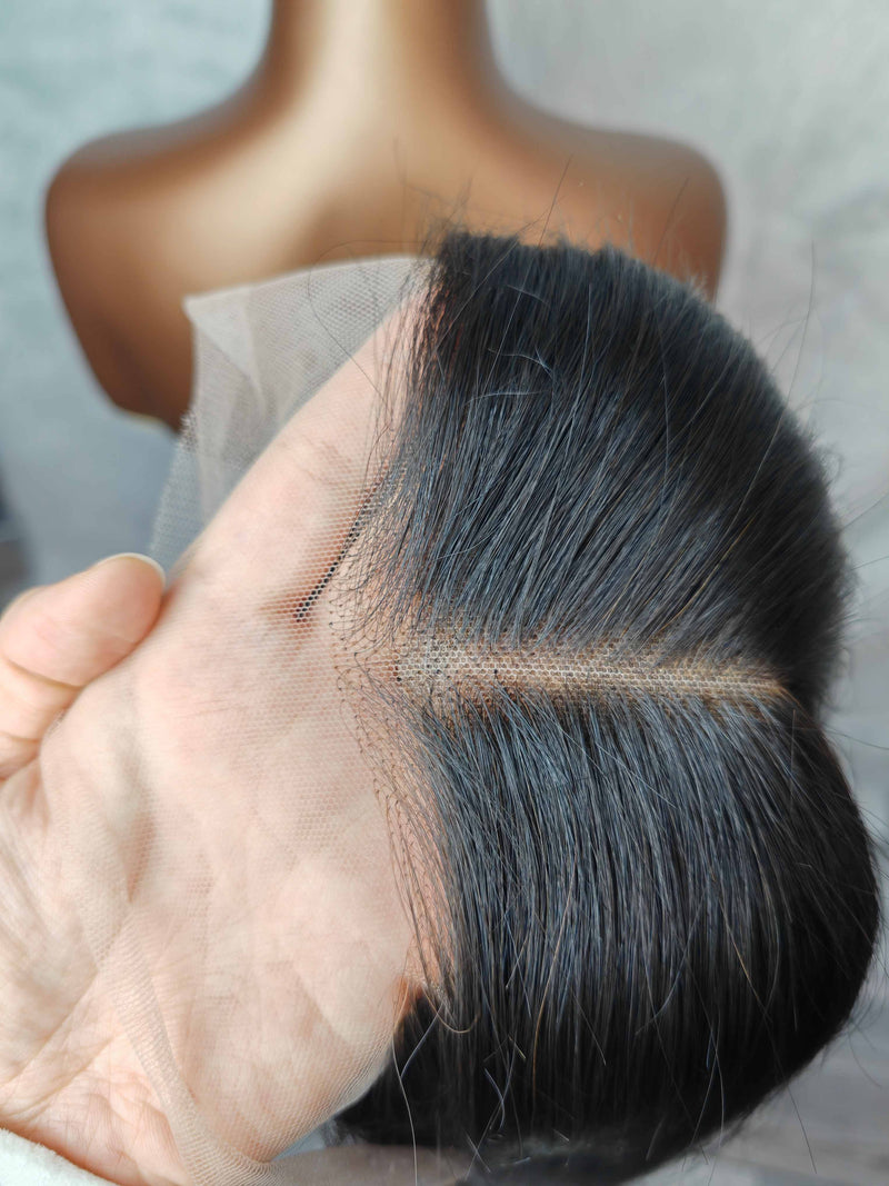 {LAST-PIECE-CLEARANCE} 13x4 Transparent Lace Fake Scalp Human Hair Front Wig Straight