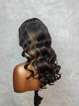 {LAST-PIECE-CLEARANCE} 13x6 Transparent Lace Human Hair Front Wavy Highlight Wig