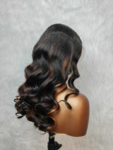 {LAST-PIECE-CLEARANCE} 13x6 Transparent Lace Human Hair Front Wavy Highlight Wig