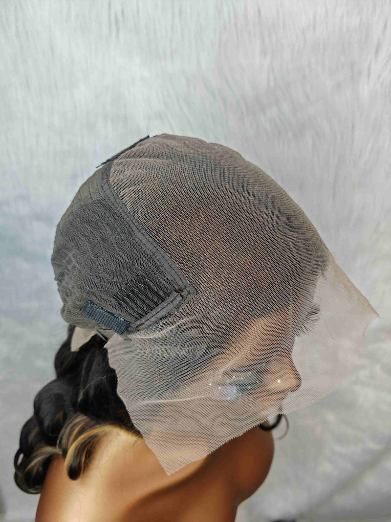 {LAST-PIECE-CLEARANCE} 13x6 Transparent Lace Human Hair Front Wavy Highlight Wig