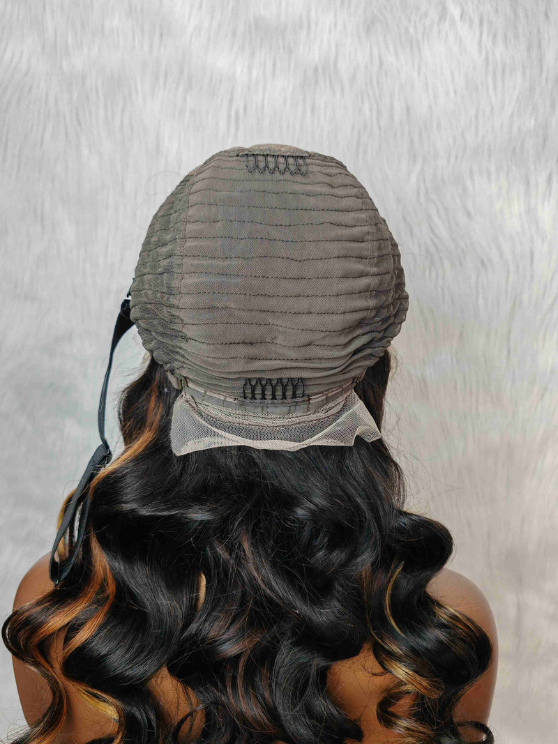 {LAST-PIECE-CLEARANCE} 13x6 Transparent Lace Human Hair Front Wavy Highlight Wig