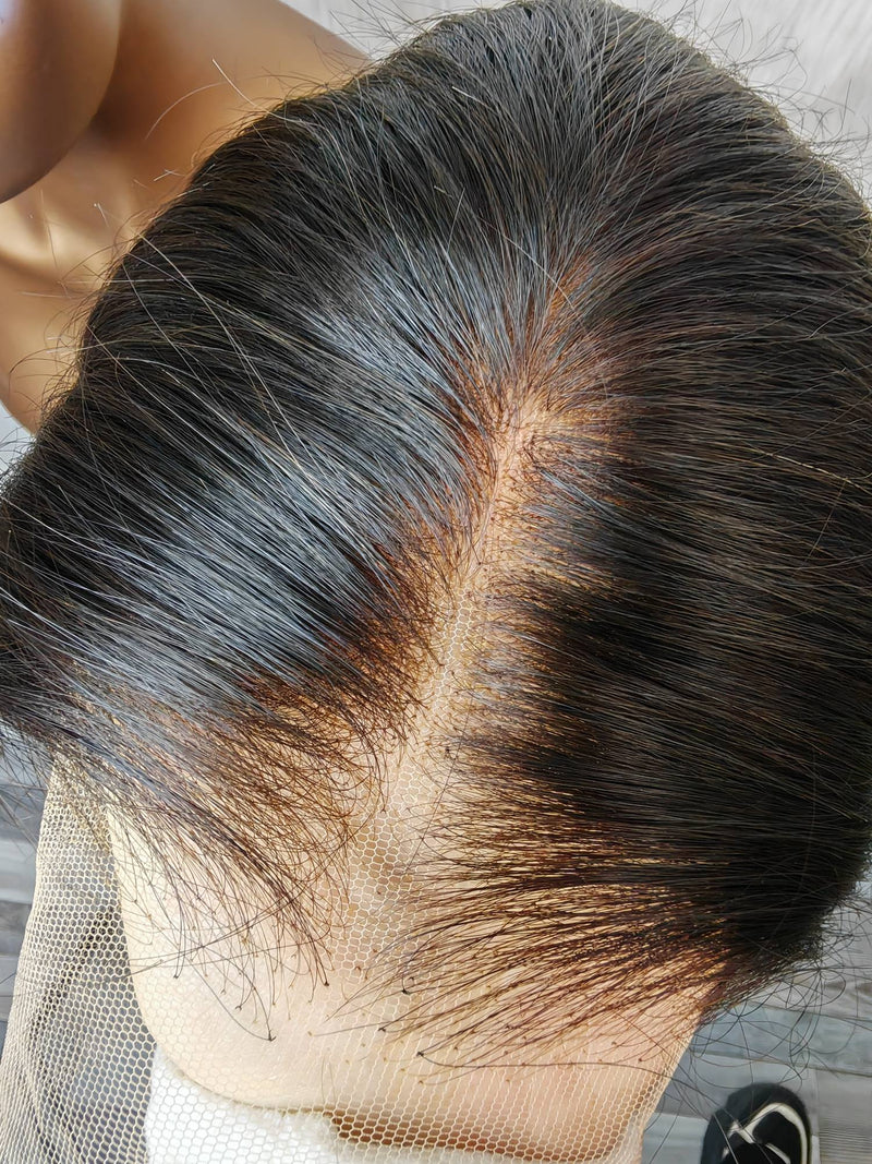 {LAST-PIECE-CLEARANCE} 13x6 Knot-Free Air Cap Skin Melt Lace Human Hair Frontal Wig Straight