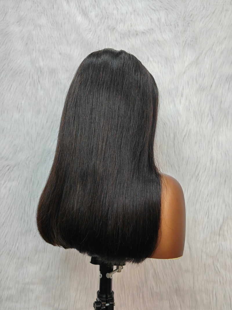 {LAST-PIECE-CLEARANCE} 13x6 Skin Melt Lace Human Hair Front Wig Straight Bob