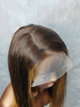 {LAST-PIECE-CLEARANCE} 13x6 Transparent Lace Human Hair Front Wig Straight Highlight