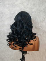 {LAST-PIECE-CLEARANCE} 13x6 Transparent Lace Jet Black Human Hair Wig Wavy Wig