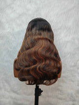 {LAST-PIECE-CLEARANCE} 13X4 Transparent Lace Highlight Human Hair Wavy Wig