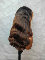 {LAST-PIECE-CLEARANCE} 13X4 Transparent Lace Highlight Human Hair Wavy Wig