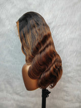 {LAST-PIECE-CLEARANCE} 13X4 Transparent Lace Highlight Human Hair Wavy Wig