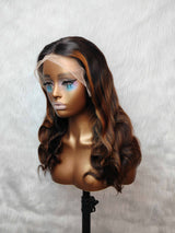 {LAST-PIECE-CLEARANCE} 13X4 Transparent Lace Highlight Human Hair Wavy Wig