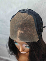 {LAST-PIECE-CLEARANCE} 7x5 Drawstring Skin Melt Lace Precut Human Hair Yaki Bob Wig