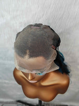 {LAST-PIECE-CLEARANCE} 13x4 Transparent Lace Human Hair Blue Highlight Wavy Wig