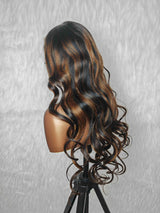 {LAST-PIECE-CLEARANCE} 370 Fiited Cap HD Lace Invisible Strap Highlight Body Wave Human Hair Wig