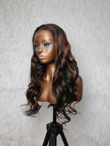 {LAST-PIECE-CLEARANCE} 370 Fiited Cap HD Lace Invisible Strap Highlight Body Wave Human Hair Wig