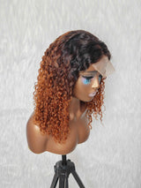{LAST-PIECE-CLEARANCE} 4x4 Transparent Lace Ombre Curly Human Hair Closure Wig