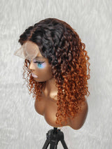 {LAST-PIECE-CLEARANCE} 4x4 Transparent Lace Ombre Curly Human Hair Closure Wig