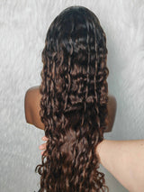 {LAST-PIECE-CLEARANCE} 360 HD 360 Lace Knot-Free Lagos Hairline Curly Edge Ombre Indian Wave Human Hair Lace Wig
