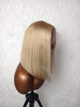{LAST-PIECE-CLEARANCE} 13x4 Transparent Lace Ash Blonde Human Hair Bob Wig
