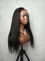 {LAST-PIECE-CLEARANCE} 360 Knot-Free Skin Melt Lace Human Hair Wig Yaki Straight