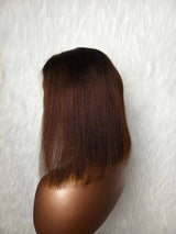 {LAST-PIECE-CLEARANCE} 13x6 Knot-Free New Born Edge Skin Melt Lace Human Hair Wig Ombre Yaki Bob