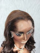 {LAST-PIECE-CLEARANCE} 13x6 Skin Melt Lace Lagos Hairline Brown Human Hair Wig Body Wave