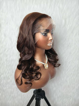 {LAST-PIECE-CLEARANCE} 13x6 Skin Melt Lace Lagos Hairline Brown Human Hair Wig Body Wave