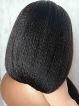 {LAST-PIECE-CLEARANCE} Whole Lace No Mesh Skin Melt Lace Knot-Free Yaki Human Hair Wig