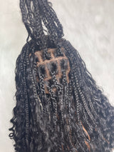 {LAST-PIECE-CLEARANCE} Skin Melt Full Lace Boho Knotless Braids Human Hair Blend Wig