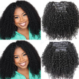 Ultra Thin Kinky Curly Seamless PU Clip In Hair Extension Virgin Human Wefts Set