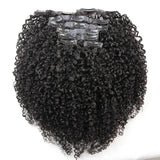 Ultra Thin Kinky Curly Seamless PU Clip In Hair Extension Virgin Human Wefts Set