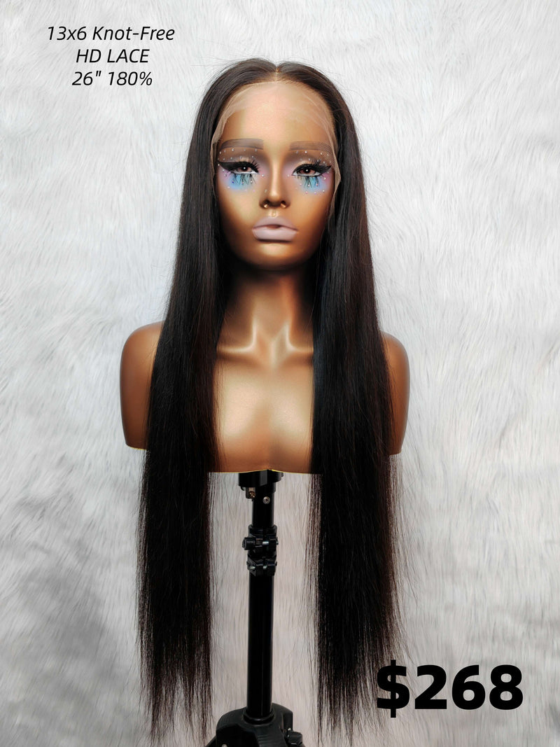 {LAST-PIECE-CLEARANCE} 13x6 Knot-Free Air Cap Skin Melt Lace Human Hair Frontal Wig Straight