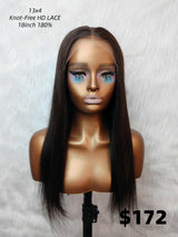 {LAST-PIECE-CLEARANCE} 13X4 Skin Melt Lace Knot-Free Human Hair Full Frontal Wig Straight
