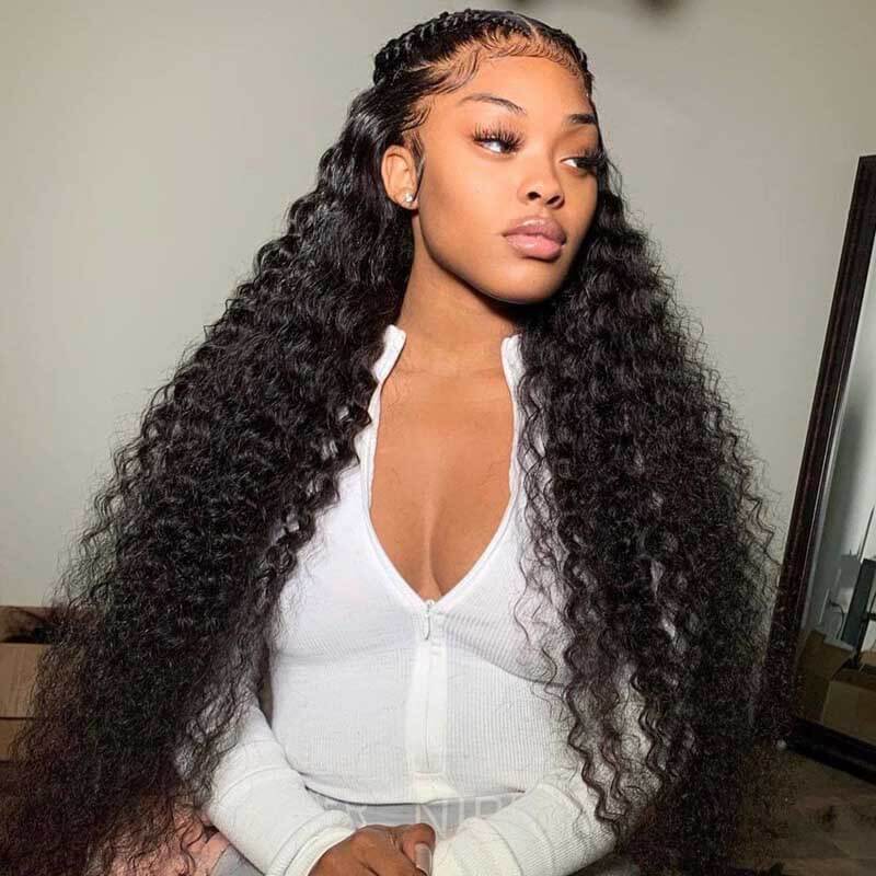 CLEARANCE 360 Lace Invisible Strap 250% Human Hair Lace Wig Deep Wave