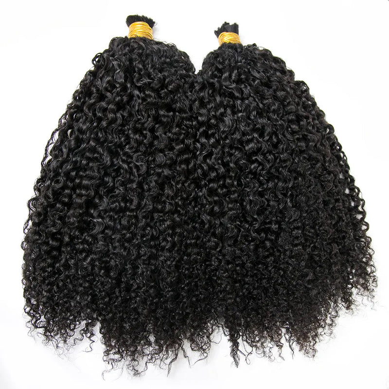 Burmese Kinky Curly Bulk Hair Human Hair Extension For Boho Knotless Braiding