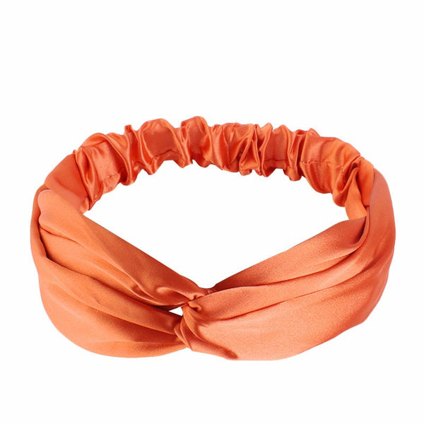 Satin Silky Twisted Headband Adjustable Elastic Hair Wrap