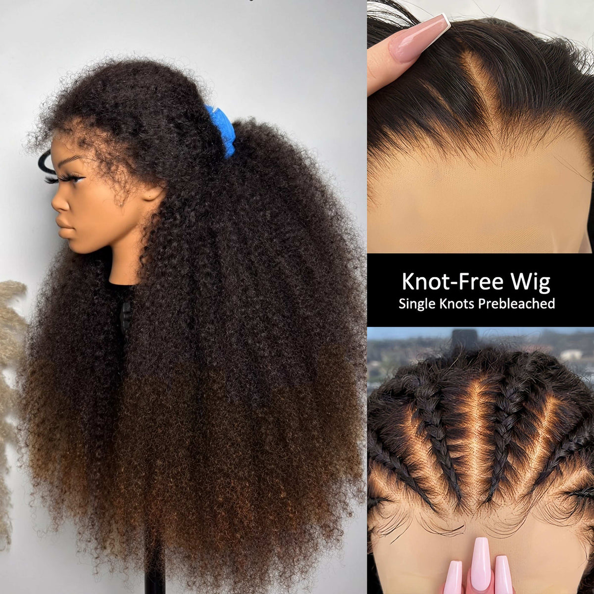 KNOT-FREE - 13x6 Skin Melt Lace Human Hair Cocoa Cloud Fluffy Kinky Curly Wig