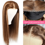 Glueless 6x4 Pre-cut Skin Melt Lace Preplucked Human Hair Wear Go Wigs Highlight